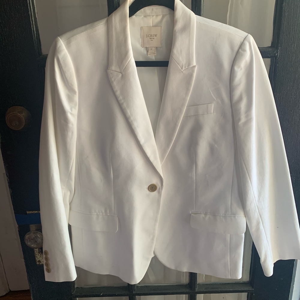 White Linen Jcrew Suiting Blazer